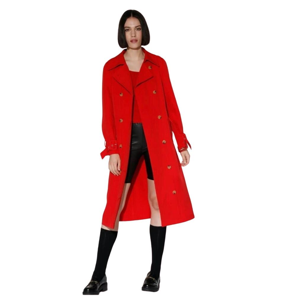 New without tags Walter Baker Freya Red Trench Coat Jacket Size Small